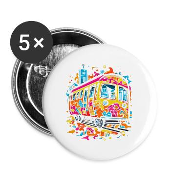 Pop Art Doodle Trai - Vibrant Caricature - Buttons large 2.2''/56 mm (5-pack) - white - Front