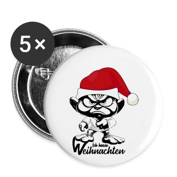 Ich hasse Weihnachten Gnome xmas - Buttons groß 56 mm (5er Pack) - Weiß - Vorne