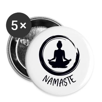 Yoga / Namaste - Buttons large 2.2''/56 mm (5-pack) - white - Front