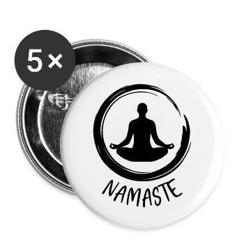 Yoga / Namaste / Fleur de lotus - Lot de 5 grands badges (56 mm) - blanc - Devant