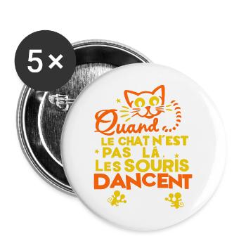 proverbe citation humour chat - Lot de 5 grands badges (56 mm) - blanc - Devant