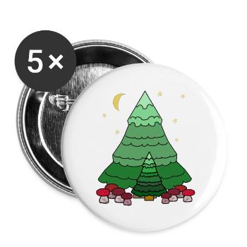 Nacht Sternenhimmel Wald Nadelbaum Tannen Natur - Buttons groß 56 mm (5er Pack) - Weiß - Vorne