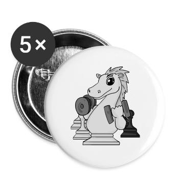 Schach Schachspieler Fitness - Buttons groß 56 mm (5er Pack) - Weiß - Vorne