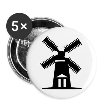 Windmühle - Buttons groß 56 mm (5er Pack) - Weiß - Vorne