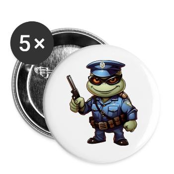 Police Turtle - Buttons large 2.2''/56 mm (5-pack) - white - Front