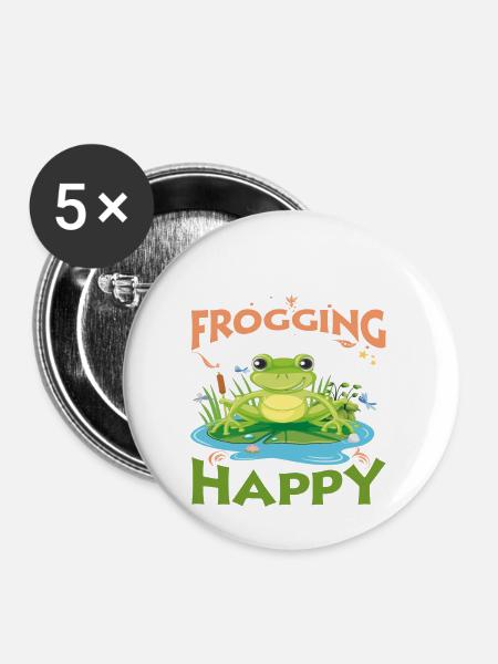 I´m so Frogging Happy - Buttons groß 56 mm (5er Pack) - Weiß