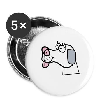 mignon chien chien tête joyeux animaux de compagnie enfants - Lot de 5 grands badges (56 mm) - blanc - Devant