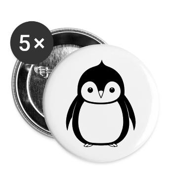 Pinguin - Buttons groß 56 mm (5er Pack) - Weiß - Vorne