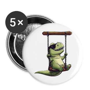 Cooler Dino auf der Schaukel T-Rex Sonnenbrille - Buttons groß 56 mm (5er Pack) - Weiß - Vorne