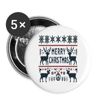 Ugly Christmas Reindeer Merry Christmas - Buttons large 2.2''/56 mm (5-pack) - white - Front