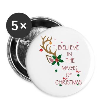 Weihnachten Believe in the Magic of the Christmas - Buttons large 2.2''/56 mm (5-pack) - white - Front