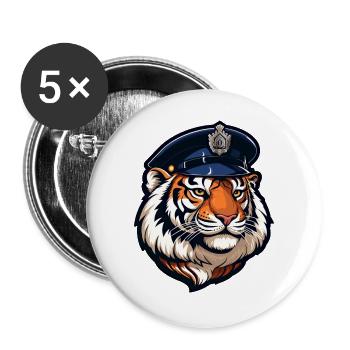 Policier tigre - Lot de 5 grands badges (56 mm) - blanc - Devant