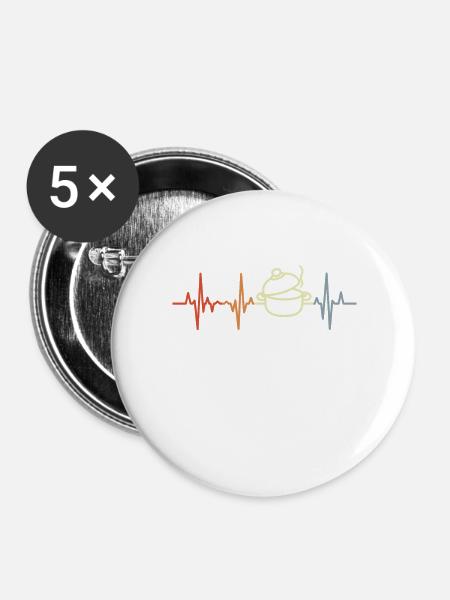 Kochtopf Herzklopfen - Buttons groß 56 mm (5er Pack) - Weiß