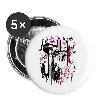 Mode Mignon Style Rétro Tendance des années 90 Drôle Vogue - Lot de 5 grands badges (56 mm) - blanc - Devant