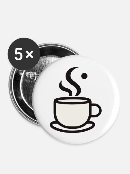 Kaffeebecher - Buttons groß 56 mm (5er Pack) - Weiß
