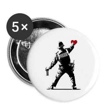 Police StreetArt - Buttons groß 56 mm (5er Pack) - Weiß - Vorne