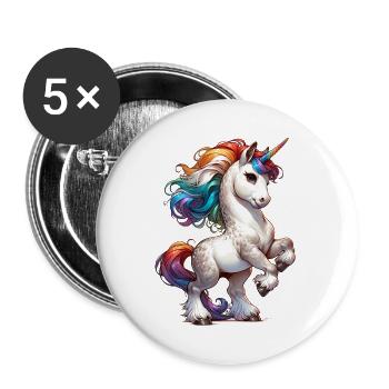 Chic unicorn with blue eyes - Buttons large 2.2''/56 mm (5-pack) - white - Front