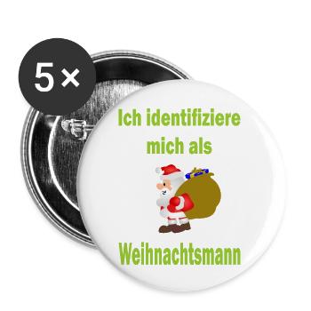 Weihnachtsmann Identität - Version 2 - Buttons groß 56 mm (5er Pack) - Weiß - Vorne