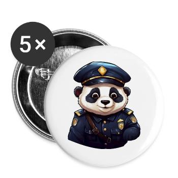 Policier panda - Lot de 5 grands badges (56 mm) - blanc - Devant