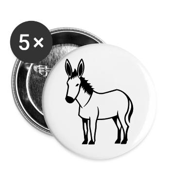 Esel - Buttons groß 56 mm (5er Pack) - Weiß - Vorne