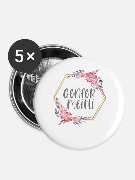 Schweiz Genf Mädchen Heimat Geschenk - Buttons groß 56 mm (5er Pack) - Weiß