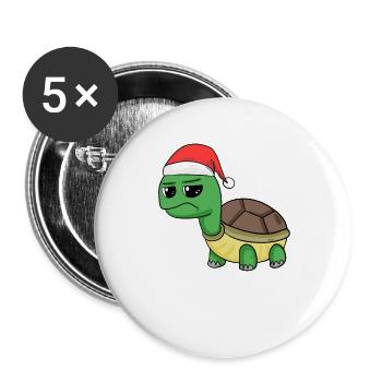 Turtle Christmas - Buttons large 2.2''/56 mm (5-pack) - white - Front
