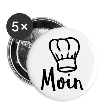 Moin Chef Koch - Buttons groß 56 mm (5er Pack) - Weiß - Vorne