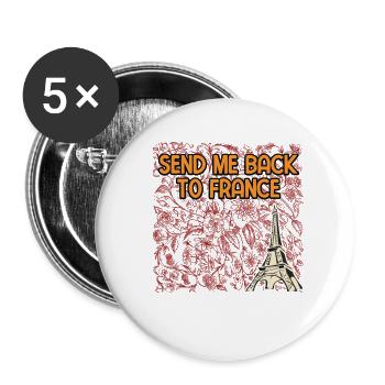 Send Back to France Traveler Vacation Exploration - Buttons groß 56 mm (5er Pack) - Weiß - Vorne