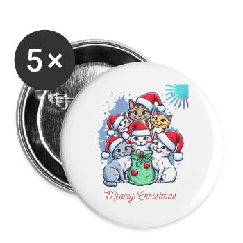 Black Red Cat Christmas Christmas T Shirt - Lot de 5 grands badges (56 mm) - blanc - Devant
