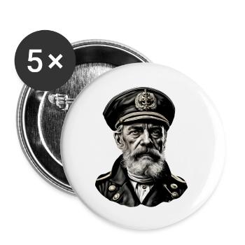 Captain / Sailor / Sailor / Seafaring / Ahoy - Buttons large 2.2''/56 mm (5-pack) - white - Front