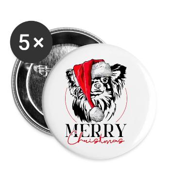 Santa Chihuahua Merry Christmas Dogs Wilsigns - Buttons large 2.2''/56 mm (5-pack) - white - Front