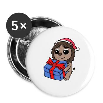 Noël Lion - Lot de 5 grands badges (56 mm) - blanc - Devant
