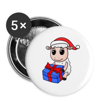Noël de mouton - Lot de 5 grands badges (56 mm) - blanc - Devant