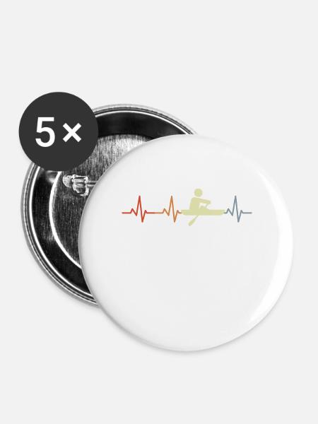 Rudern Strichfigur Pulslinie - Buttons groß 56 mm (5er Pack) - Weiß