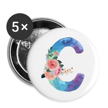 Buchstabe c Aquarell - Buttons groß 56 mm (5er Pack) - Weiß - Vorne
