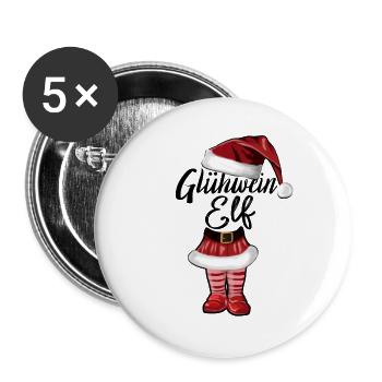 Christmas Mulled Wine Elf - Buttons large 2.2''/56 mm (5-pack) - white - Front