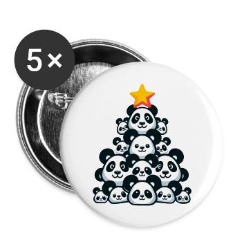 Panda de Noël - Ambiance festive avec l’ours panda - Lot de 5 grands badges (56 mm) - blanc - Devant