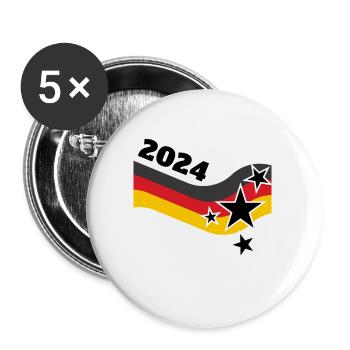 EM2024 Fußball 2024 Sterne Deutschland Fußballfans - Buttons groß 56 mm (5er Pack) - Weiß - Vorne
