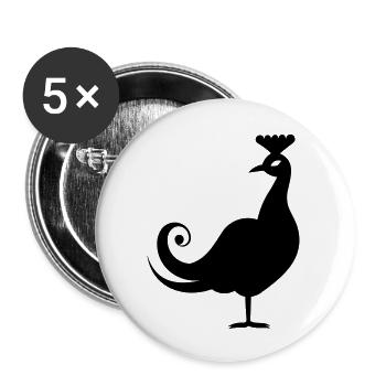 Petit paon - Lot de 5 grands badges (56 mm) - blanc - Devant