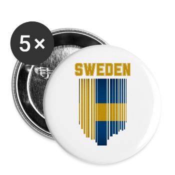 Flagge von Schweden - Buttons groß 56 mm (5er Pack) - Weiß - Vorne