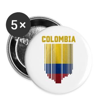 Flagge von Kolumbien, kolumbianischer Stolz - Buttons groß 56 mm (5er Pack) - Weiß - Vorne