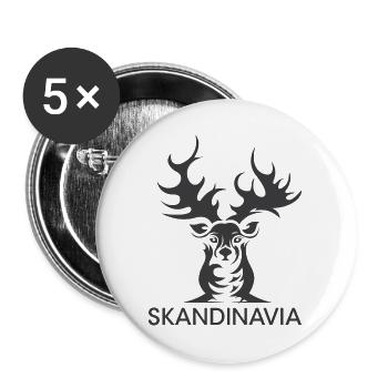 scandinavia wild rentier schweden norwegen symbol - Buttons groß 56 mm (5er Pack) - Weiß - Vorne