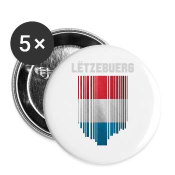 Drapeau du Luxembourg, fierté luxembourgeoise - Lot de 5 grands badges (56 mm) - blanc - Devant