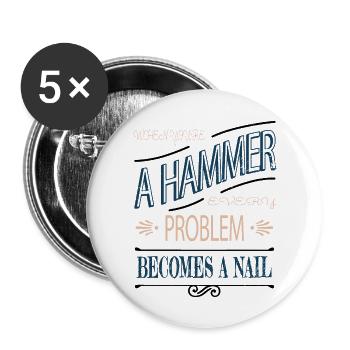 Bday Fun Chainsaw Tools Woodworker - Buttons large 2.2''/56 mm (5-pack) - white - Front