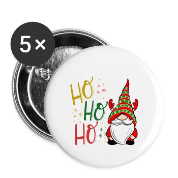 Ho ho ho gnome Christmas - Buttons large 2.2''/56 mm (5-pack) - white - Front