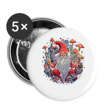 Mushroom | Fantasy Pilze Wald Natur Goa Festival - Buttons groß 56 mm (5er Pack) - Weiß - Vorne
