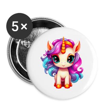 Bébé licorne - Lot de 5 grands badges (56 mm) - blanc - Devant