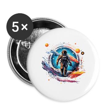 Astronaut im Weltall Design - Buttons groß 56 mm (5er Pack) - Weiß - Vorne