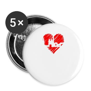 Zurich Skyline Heartbeat Switzerland Love Love Zurich - Buttons large 2.2''/56 mm (5-pack) - white - Front