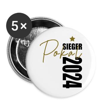 Pokalsieger 2024 - Buttons groß 56 mm (5er Pack) - Weiß - Vorne